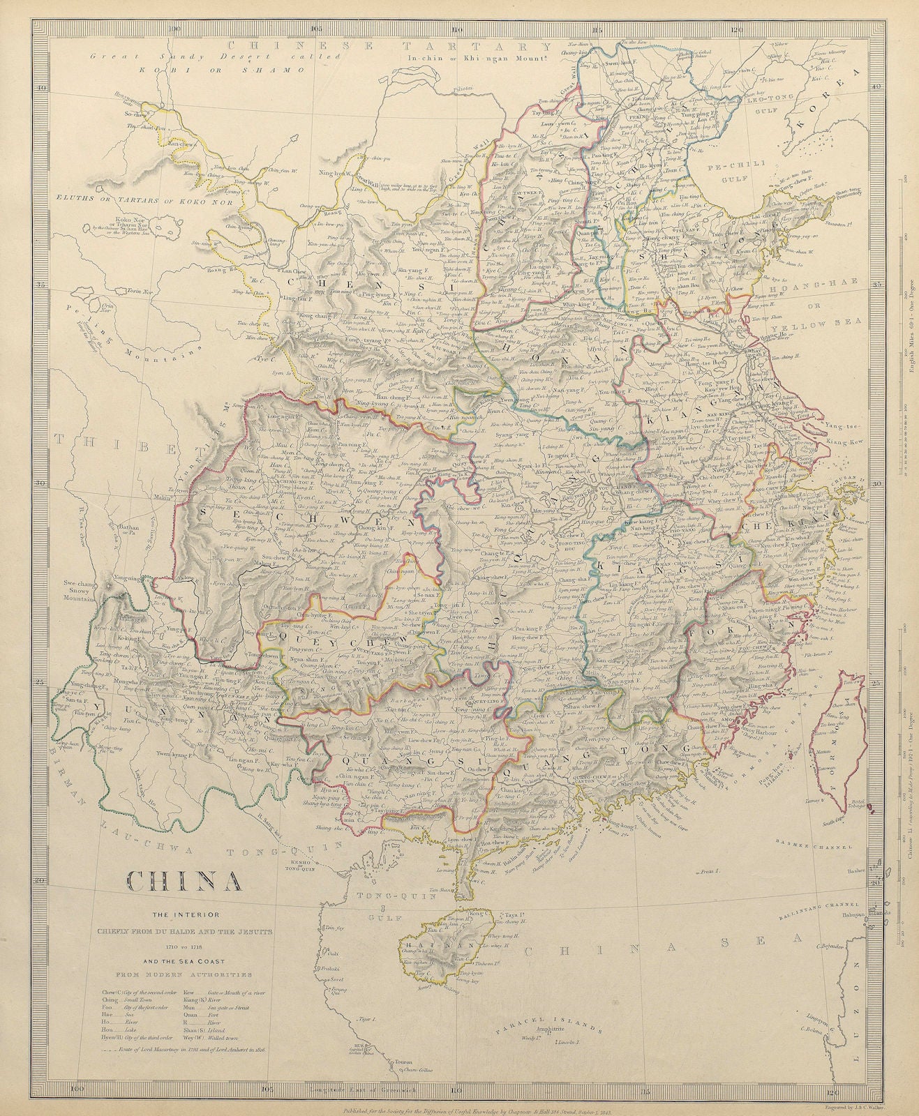 CHINA.From Du Halde Jesuits McCartney Kyaikkami. Formosa Taiwan.SDUK 1844 map